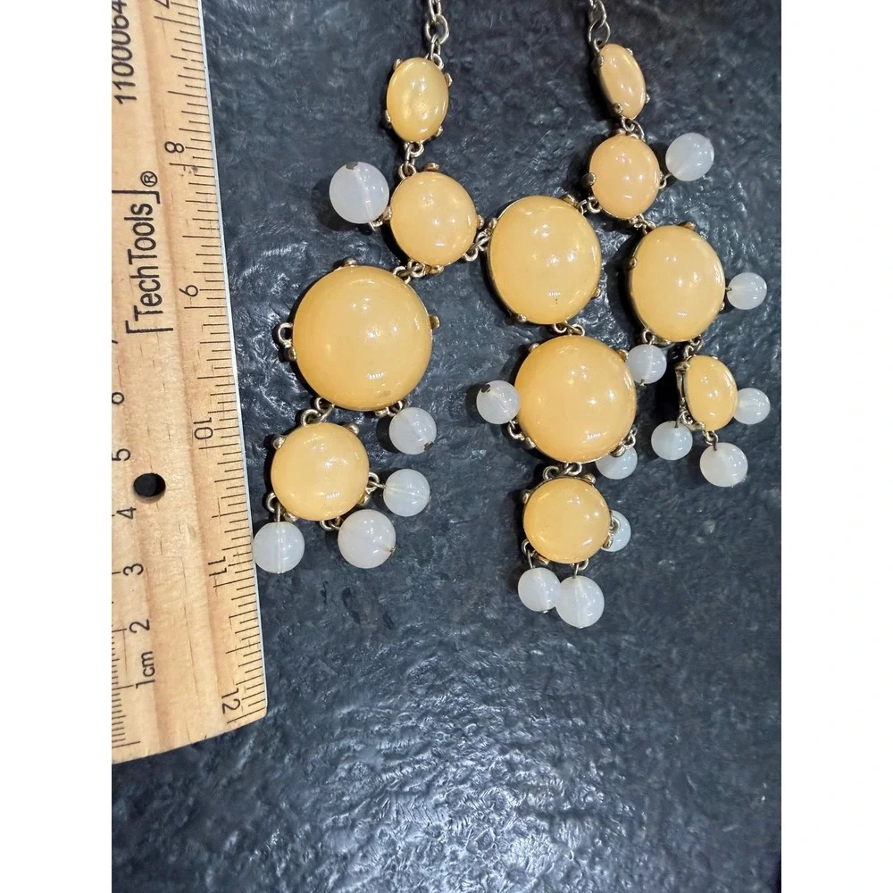 Yellow Resin Bib Statement Necklace Brushed Gold Tone Contemporary Jewelry